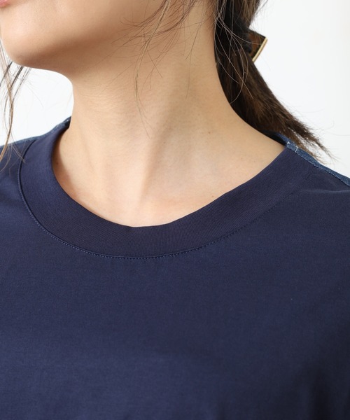 EGLANTINE(エグランティーヌ)の「EGLANTINE デニムドッキングカットソー 半端袖(Tシャツ/カットソー・レディース・ネイビー/ブルー・40)」の12枚目の写真