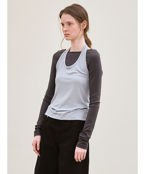 le（ル）の「ribbed halter top (sky blue)（Tシャツ/カットソー・レディース・その他・FREE）」の2枚目の写真