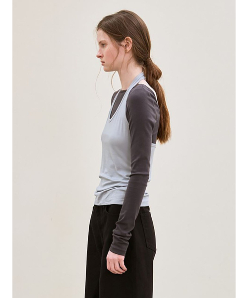le（ル）の「ribbed halter top (sky blue)（Tシャツ/カットソー・レディース・その他・FREE）」の4枚目の写真