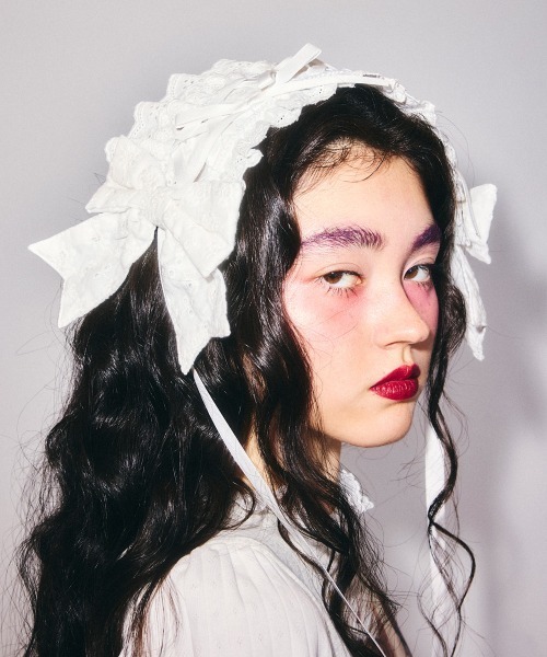 Candy Stripper（キャンディストリッパー）の「BABY RIBBON HEAD ドレス（ニットキャップ/ビーニー・レディース・オフホワイト/ブラック・FREE）」の20枚目の写真