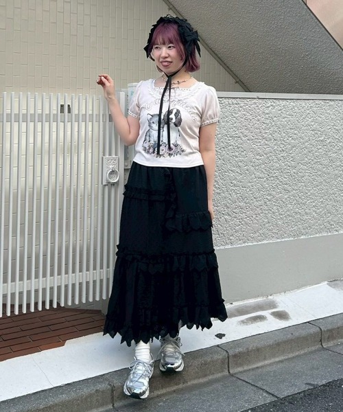 Candy Stripper（キャンディストリッパー）の「BABY RIBBON HEAD ドレス（ニットキャップ/ビーニー・レディース・オフホワイト/ブラック・FREE）」の13枚目の写真