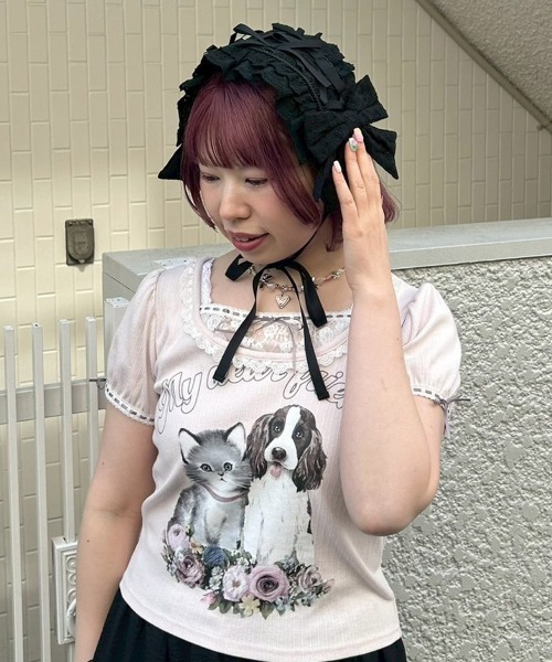 Candy Stripper（キャンディストリッパー）の「BABY RIBBON HEAD ドレス（ニットキャップ/ビーニー・レディース・オフホワイト/ブラック・FREE）」の10枚目の写真