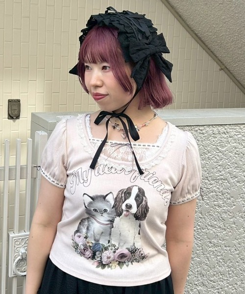 Candy Stripper（キャンディストリッパー）の「BABY RIBBON HEAD ドレス（ニットキャップ/ビーニー・レディース・オフホワイト/ブラック・FREE）」の11枚目の写真