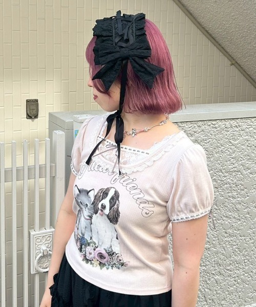 Candy Stripper（キャンディストリッパー）の「BABY RIBBON HEAD ドレス（ニットキャップ/ビーニー・レディース・オフホワイト/ブラック・FREE）」の12枚目の写真