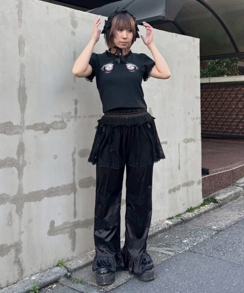 Candy Stripper（キャンディストリッパー）の「BABY RIBBON HEAD ドレス（ニットキャップ/ビーニー・レディース・オフホワイト/ブラック・FREE）」の9枚目の写真