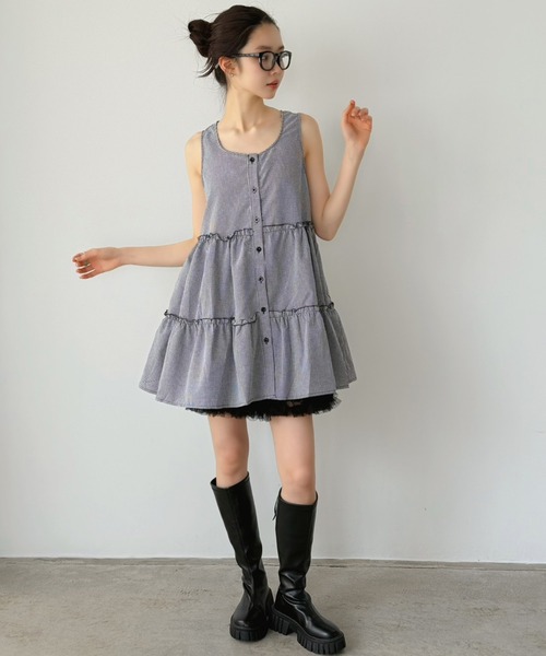 Jewelobe（ジュエローブ）の「チェック柄ティアードチュニック（チュニック・レディース・ホワイト/ブラック系その他・FREE）」の19枚目の写真