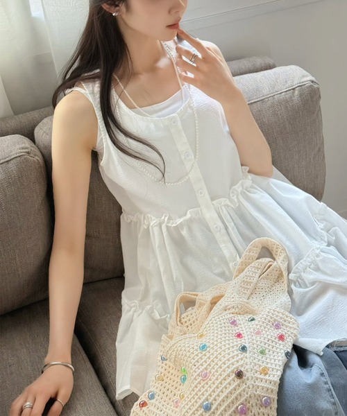 Jewelobe（ジュエローブ）の「チェック柄ティアードチュニック（チュニック・レディース・ホワイト/ブラック系その他・FREE）」の3枚目の写真