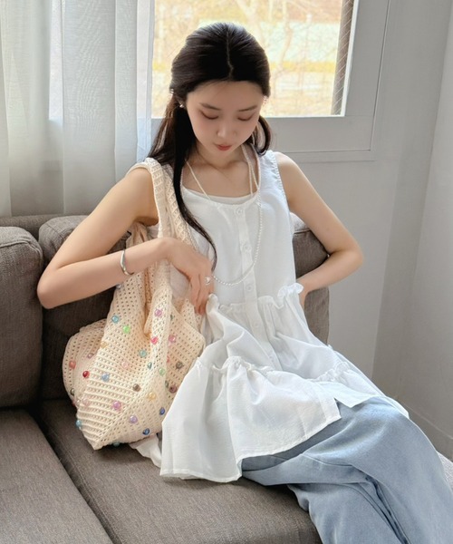 Jewelobe（ジュエローブ）の「チェック柄ティアードチュニック（チュニック・レディース・ホワイト/ブラック系その他・FREE）」の4枚目の写真