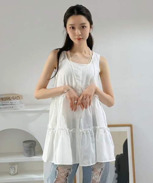 Jewelobe（ジュエローブ）の「チェック柄ティアードチュニック（チュニック・レディース・ホワイト/ブラック系その他・FREE）」の5枚目の写真