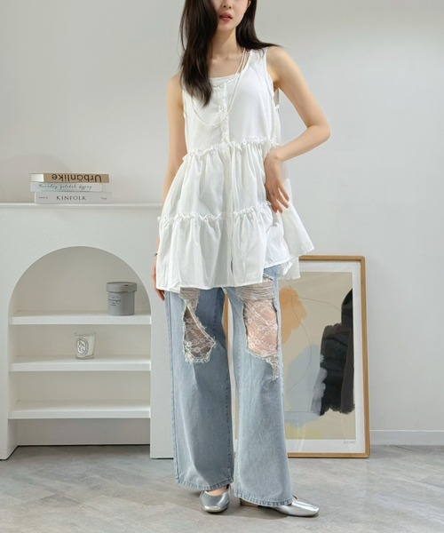 Jewelobe（ジュエローブ）の「チェック柄ティアードチュニック（チュニック・レディース・ホワイト/ブラック系その他・FREE）」の10枚目の写真