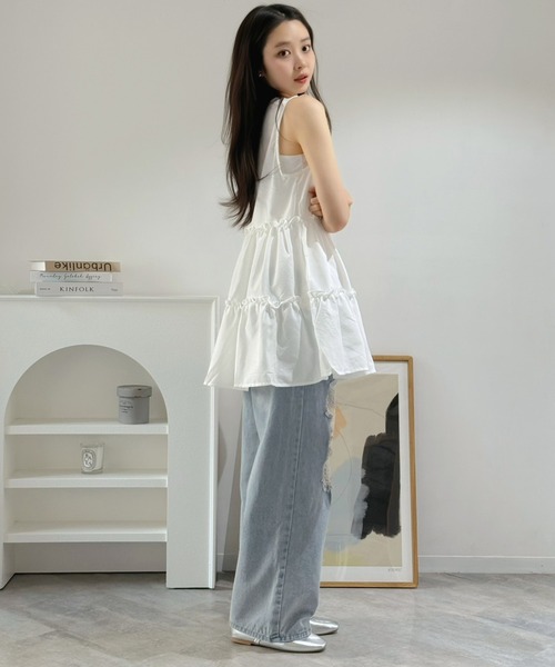 Jewelobe（ジュエローブ）の「チェック柄ティアードチュニック（チュニック・レディース・ホワイト/ブラック系その他・FREE）」の11枚目の写真