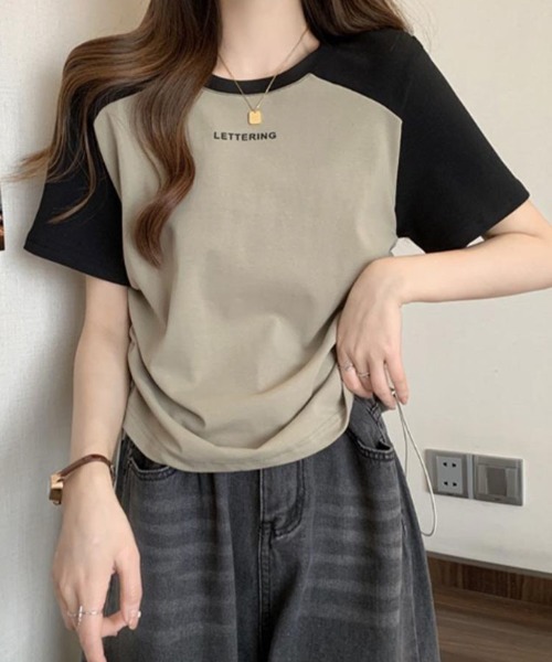 SallyLunn（サリーラン）の「配色ラグラン ドロストTシャツ（Tシャツ/カットソー・レディース・ホワイト/グレー/カーキ・LARGE/MEDIUM）」の3枚目の写真