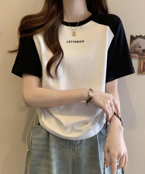 SallyLunn（サリーラン）の「配色ラグラン ドロストTシャツ（Tシャツ/カットソー・レディース・ホワイト/グレー/カーキ・LARGE/MEDIUM）」の6枚目の写真
