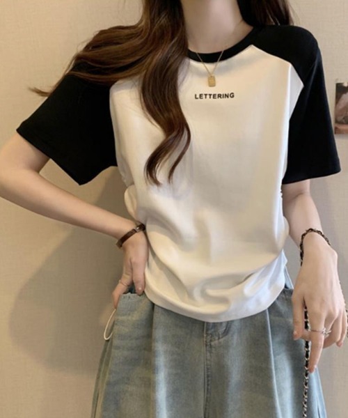 SallyLunn（サリーラン）の「配色ラグラン ドロストTシャツ（Tシャツ/カットソー・レディース・ホワイト/グレー/カーキ・LARGE/MEDIUM）」の7枚目の写真
