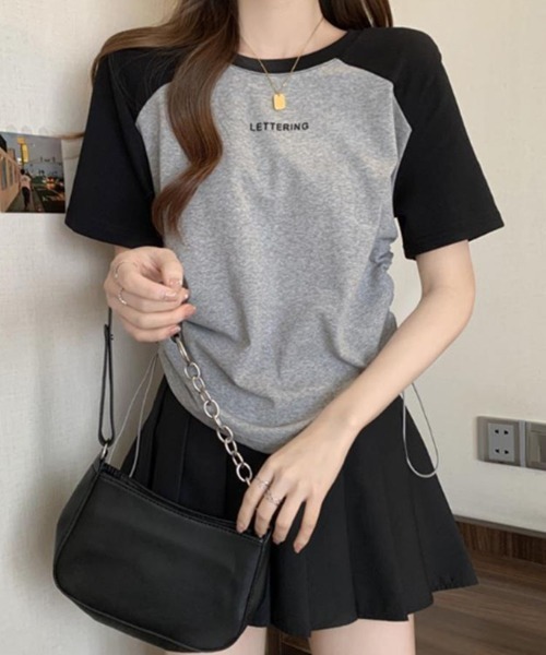 SallyLunn（サリーラン）の「配色ラグラン ドロストTシャツ（Tシャツ/カットソー・レディース・ホワイト/グレー/カーキ・LARGE/MEDIUM）」の12枚目の写真
