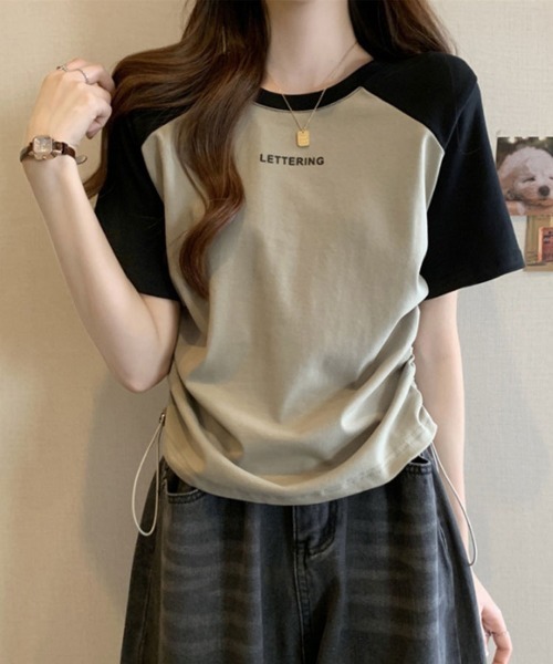 SallyLunn（サリーラン）の「配色ラグラン ドロストTシャツ（Tシャツ/カットソー・レディース・ホワイト/グレー/カーキ・LARGE/MEDIUM）」の15枚目の写真