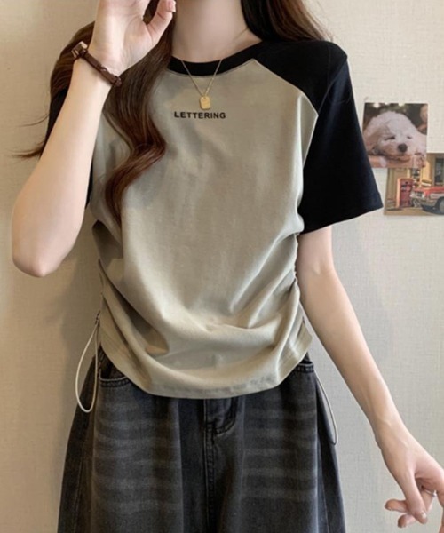 SallyLunn（サリーラン）の「配色ラグラン ドロストTシャツ（Tシャツ/カットソー・レディース・ホワイト/グレー/カーキ・LARGE/MEDIUM）」の16枚目の写真