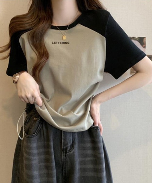 SallyLunn（サリーラン）の「配色ラグラン ドロストTシャツ（Tシャツ/カットソー・レディース・ホワイト/グレー/カーキ・LARGE/MEDIUM）」の17枚目の写真
