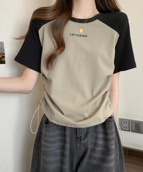 SallyLunn（サリーラン）の「配色ラグラン ドロストTシャツ（Tシャツ/カットソー・レディース・ホワイト/グレー/カーキ・LARGE/MEDIUM）」の14枚目の写真