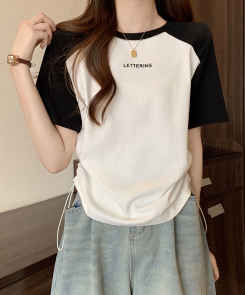 SallyLunn（サリーラン）の「配色ラグラン ドロストTシャツ（Tシャツ/カットソー・レディース・ホワイト/グレー/カーキ・LARGE/MEDIUM）」の5枚目の写真