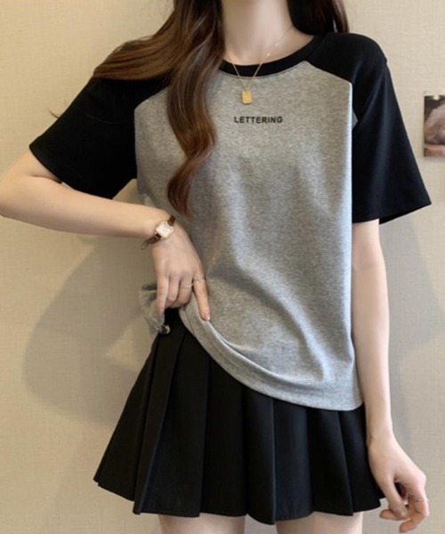 SallyLunn（サリーラン）の「配色ラグラン ドロストTシャツ（Tシャツ/カットソー・レディース・ホワイト/グレー/カーキ・LARGE/MEDIUM）」の13枚目の写真