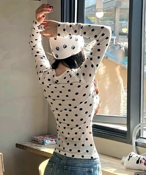 SHEENA（シーナ）の「フロントリボンドットシアーロンT（Tシャツ/カットソー・レディース・ホワイト・M）」の8枚目の写真