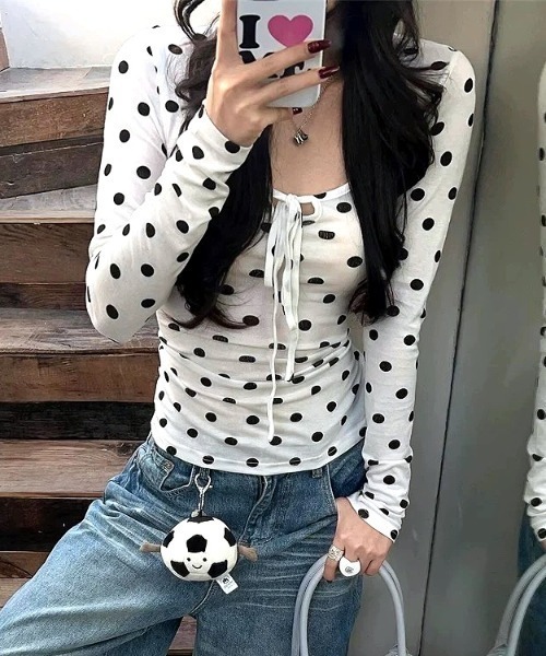 SHEENA（シーナ）の「フロントリボンドットシアーロンT（Tシャツ/カットソー・レディース・ホワイト・M）」の10枚目の写真
