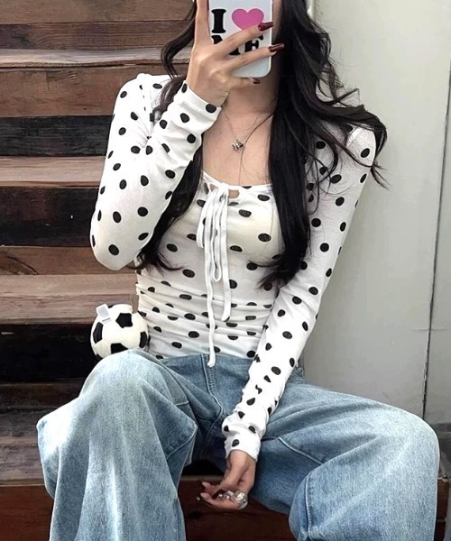 SHEENA（シーナ）の「フロントリボンドットシアーロンT（Tシャツ/カットソー・レディース・ホワイト・M）」の11枚目の写真