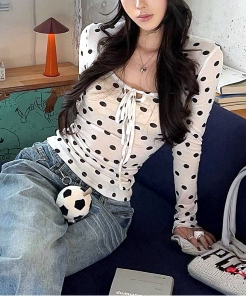 SHEENA（シーナ）の「フロントリボンドットシアーロンT（Tシャツ/カットソー・レディース・ホワイト・M）」の12枚目の写真