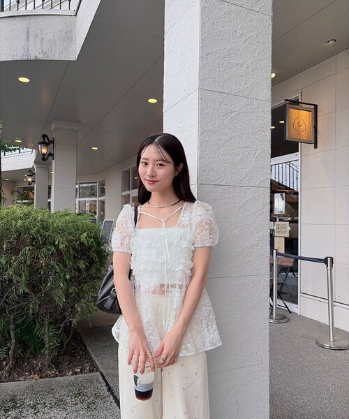 mystic（ミスティック）の「《@____ri__125 セレクト/WHT》オーガンジーフラワーブラウス（シャツ/ブラウス・レディース・ホワイト/ブラック・FREE）」の11枚目の写真