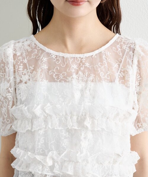 mystic（ミスティック）の「《@____ri__125 セレクト/WHT》オーガンジーフラワーブラウス（シャツ/ブラウス・レディース・ホワイト/ブラック・FREE）」の16枚目の写真