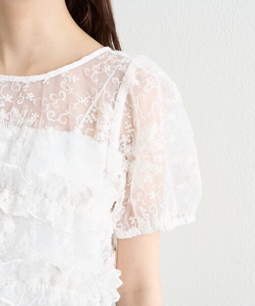 mystic（ミスティック）の「《@____ri__125 セレクト/WHT》オーガンジーフラワーブラウス（シャツ/ブラウス・レディース・ホワイト/ブラック・FREE）」の17枚目の写真