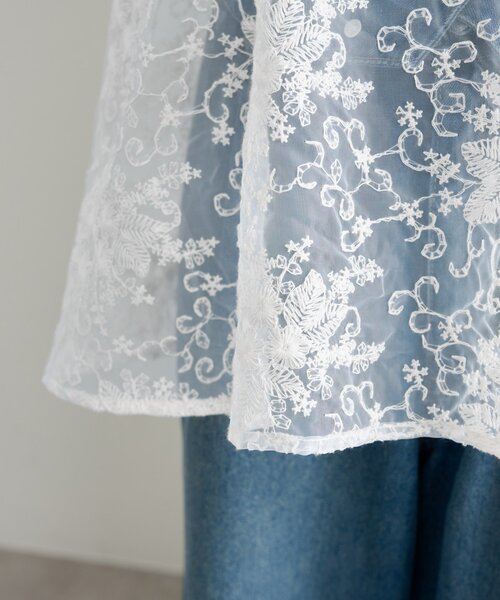 mystic（ミスティック）の「《@____ri__125 セレクト/WHT》オーガンジーフラワーブラウス（シャツ/ブラウス・レディース・ホワイト/ブラック・FREE）」の18枚目の写真