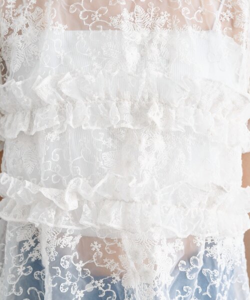 mystic（ミスティック）の「《@____ri__125 セレクト/WHT》オーガンジーフラワーブラウス（シャツ/ブラウス・レディース・ホワイト/ブラック・FREE）」の19枚目の写真