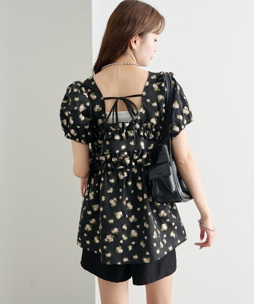 mystic(ミスティック)の「《@____ri__125 セレクト/WHT》オーガンジーフラワーブラウス(シャツ/ブラウス・レディース・ホワイト/ブラック/オフホワイト・FREE)」の5枚目の写真