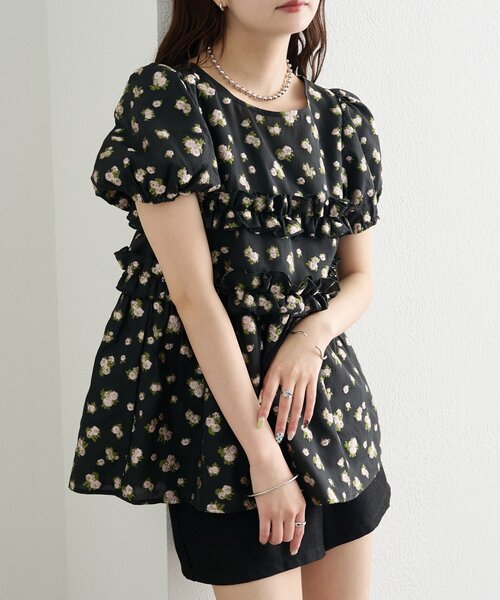 mystic(ミスティック)の「《@____ri__125 セレクト/WHT》オーガンジーフラワーブラウス(シャツ/ブラウス・レディース・ホワイト/ブラック/オフホワイト・FREE)」の6枚目の写真