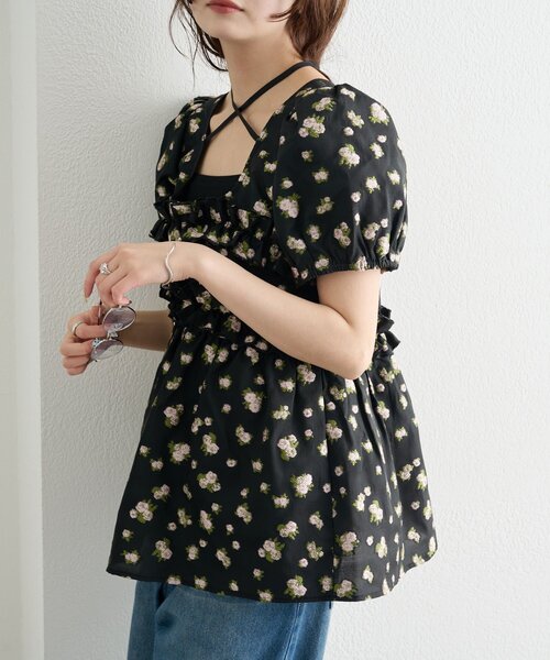 mystic(ミスティック)の「《@____ri__125 セレクト/WHT》オーガンジーフラワーブラウス(シャツ/ブラウス・レディース・ホワイト/ブラック/オフホワイト・FREE)」の13枚目の写真