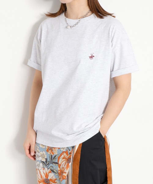 BEVERLY HILLS POLO CLUB(ビバリーヒルズポロクラブ)の「【BEVERLY HILLS POLO CLUB】ワンポイント刺繍ショートスリーブTee(Tシャツ/カットソー・レディース・オートミール/ブラック/ホワイト/ブルー・L/M)」の3枚目の写真