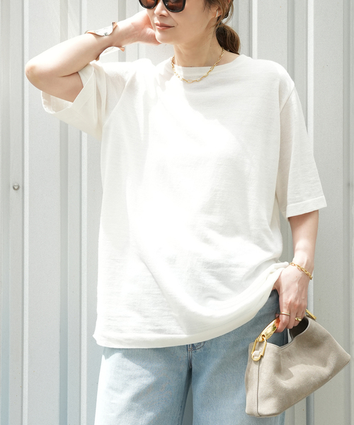 Deuxieme Classe(ドゥーズィエムクラス)の「URBAN クルーネック Tシャツ(ニット/セーター・レディース・ホワイト/ブラウン・FREE)」の22枚目の写真