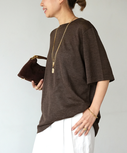 Deuxieme Classe(ドゥーズィエムクラス)の「URBAN クルーネック Tシャツ(ニット/セーター・レディース・ホワイト/ブラウン・FREE)」の18枚目の写真