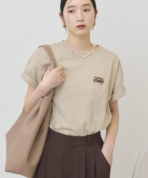 AMERICAN HOLIC（アメリカンホリック）の「STARLY 刺繍ロゴTシャツ（Tシャツ/カットソー・レディース・オフホワイト/モカ/チャコールグレー・M/L）」の4枚目の写真
