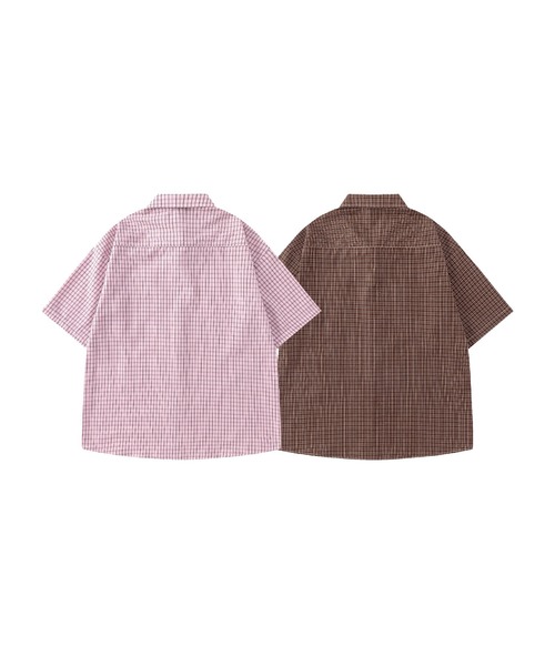 HOOK(フック)の「チェーン付きネクタイ&半袖グリッドチェックシャツ (SS)(シャツ/ブラウス・メンズ・ピンク/チョコ/グリーン・FREE)」の9枚目の写真