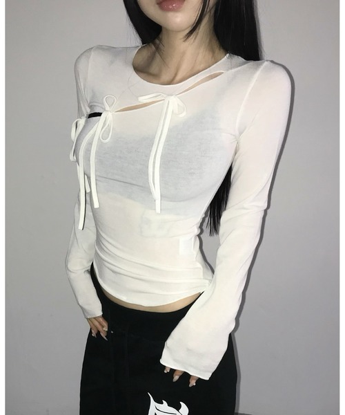THEAIRTOWN(ジエアタウン)の「caffeine cross hole top(Tシャツ/カットソー・レディース・ネイビー/ブラック/ホワイト・FREE)」の21枚目の写真