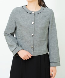セール】ショートトレンチブルゾン ノーカラージャケット（ノーカラー