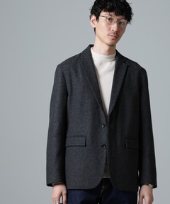 CLEL】Wool Blend Herringbone Tweed Tailored Jacket / ウール