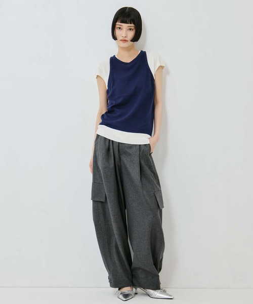 AKANE UTSUNOMIYA（アカネウツノミヤ）の「【AKANE UTSUNOMIYA/アカネウツノミヤ】SAP-FK01-1001【レイヤードニット】（Tシャツ/カットソー・レディース・グレー/ネイビー・FREE）」の7枚目の写真