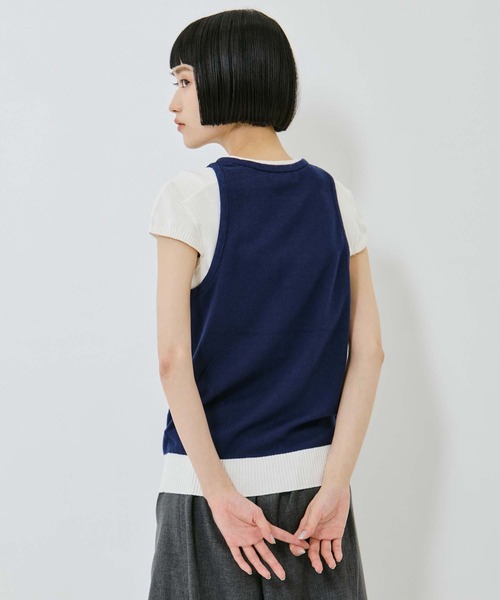 AKANE UTSUNOMIYA（アカネウツノミヤ）の「【AKANE UTSUNOMIYA/アカネウツノミヤ】SAP-FK01-1001【レイヤードニット】（Tシャツ/カットソー・レディース・グレー/ネイビー・FREE）」の3枚目の写真