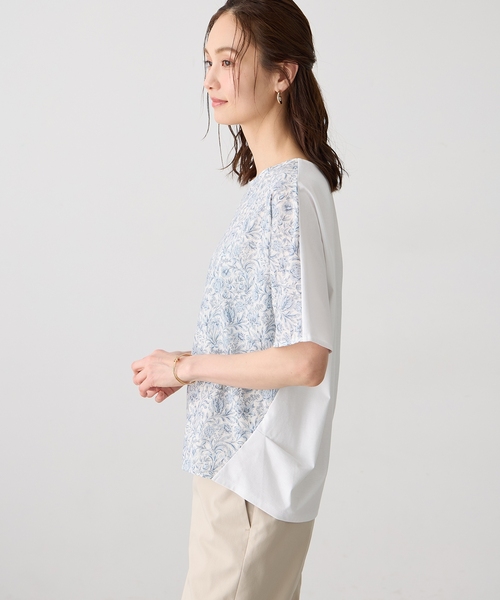 A/C DESIGN BY ALPHA CUBIC(エーシーデザインバイアルファキュービック)の「【Liberty】リバティプリントプルオーバー(Tシャツ/カットソー・レディース・イエロー/ネイビー/サックスブルー・M/L)」の5枚目の写真