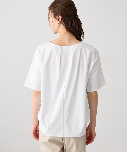 A/C DESIGN BY ALPHA CUBIC(エーシーデザインバイアルファキュービック)の「【Liberty】リバティプリントプルオーバー(Tシャツ/カットソー・レディース・イエロー/ネイビー/サックスブルー・M/L)」の6枚目の写真