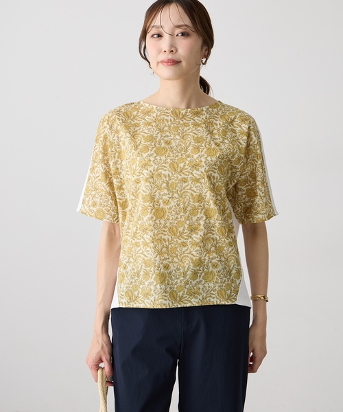 A/C DESIGN BY ALPHA CUBIC(エーシーデザインバイアルファキュービック)の「【Liberty】リバティプリントプルオーバー(Tシャツ/カットソー・レディース・イエロー/ネイビー/サックスブルー・M/L)」の7枚目の写真